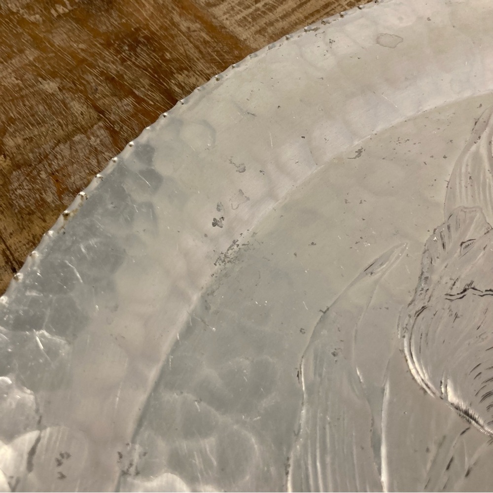 Vintage Rodney Kent Hammered Aluminum Round 14" Serving Tray # 409 - Picture 12 of 15